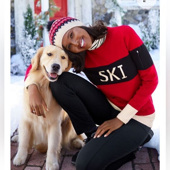 Talbots red blue white SKI sweater small p s apre - Picture 1 of 8